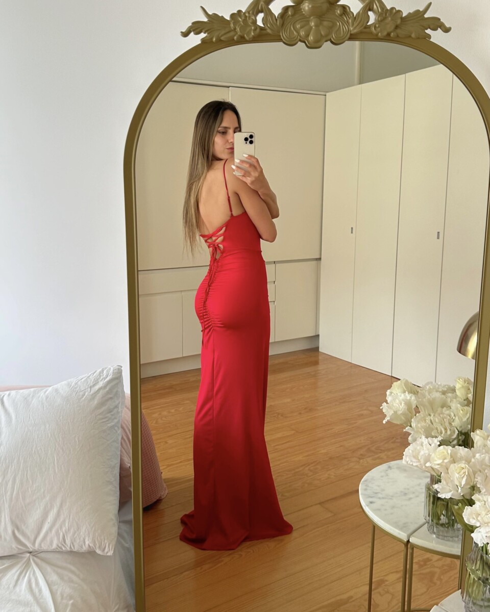 Vestido Seda Elástico Drapeado Espalda Novia - Imagen 9