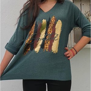 Jersey mujer punto con detalle animal print