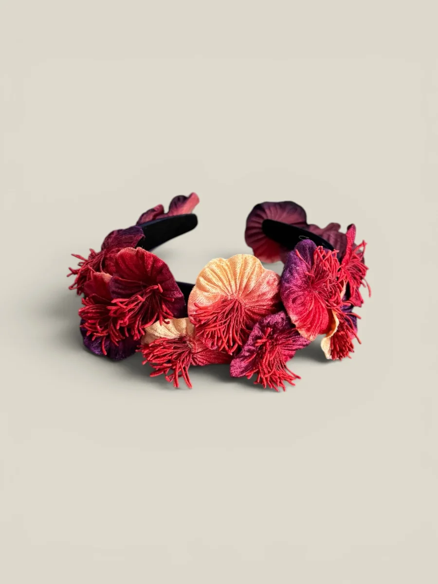 Diadema Dalia roja y morada - Imagen 2