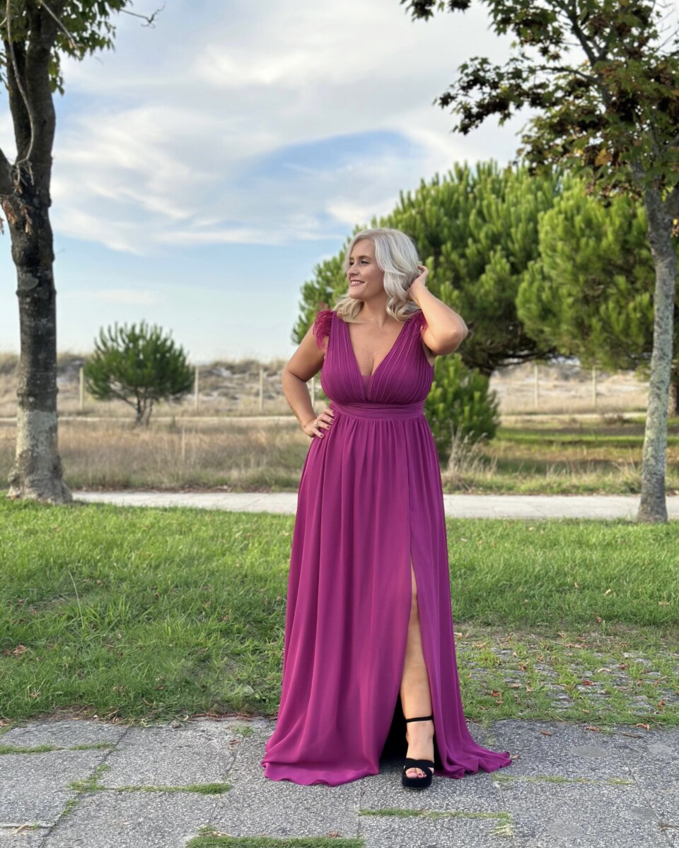 Vestido Curvy Plumas Hombros - Imagen 4