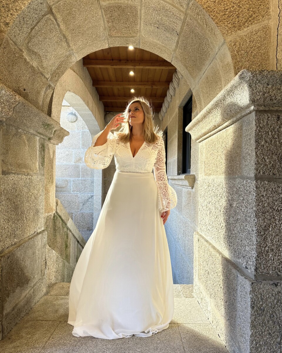 Vestido Ibiza Mangas Volante Novia - Imagen 2