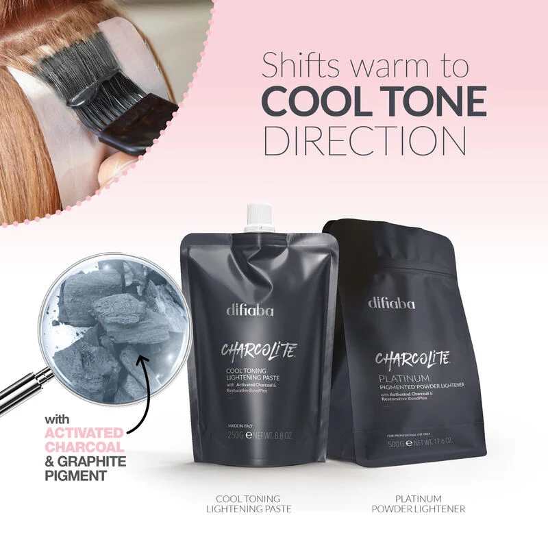 DIFIABA Charcolite Cool Toning Lightening Paste – 500 g Pasta decolorante matizadora para aclaración profesional y control de tonos cálidos - Imagen 5