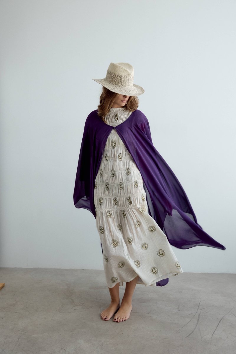 Capa de crepe larga morado - Imagen 4