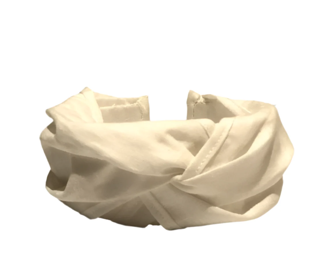 Diadema Baronesa blanca de lino - Imagen 4