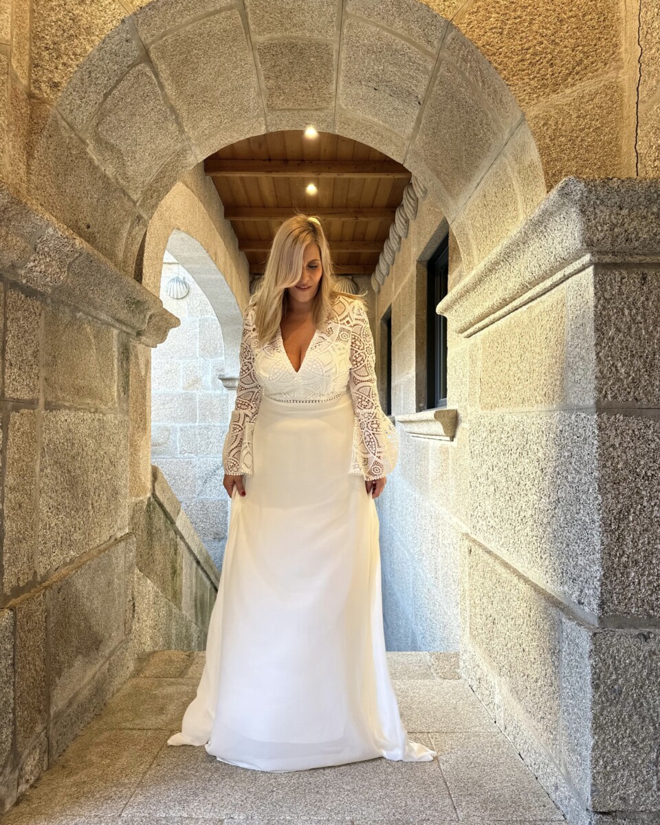 Vestido Ibiza Mangas Volante Novia - Imagen 6