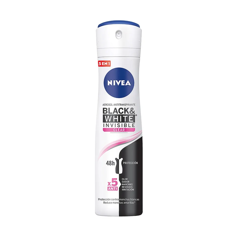 NIVEA B&W Clear Aerosol Antitranspirante Antimanchas para Mujer 200 ml