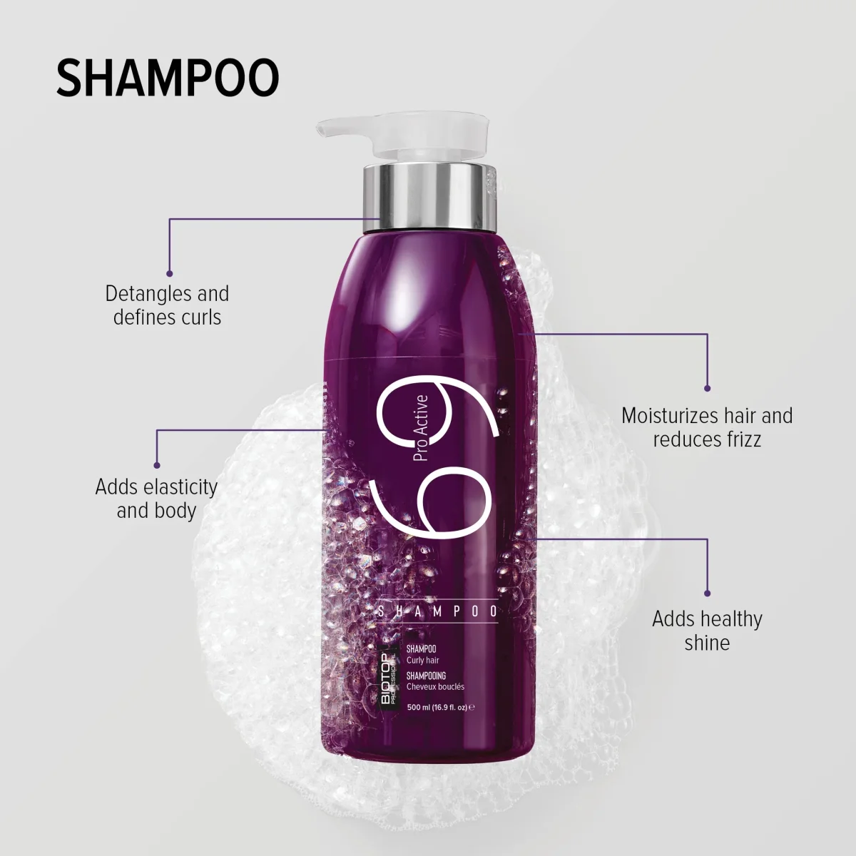 Biotop Pro Active 69 Shampoo 500 ml – Curly Hair - Imagen 5