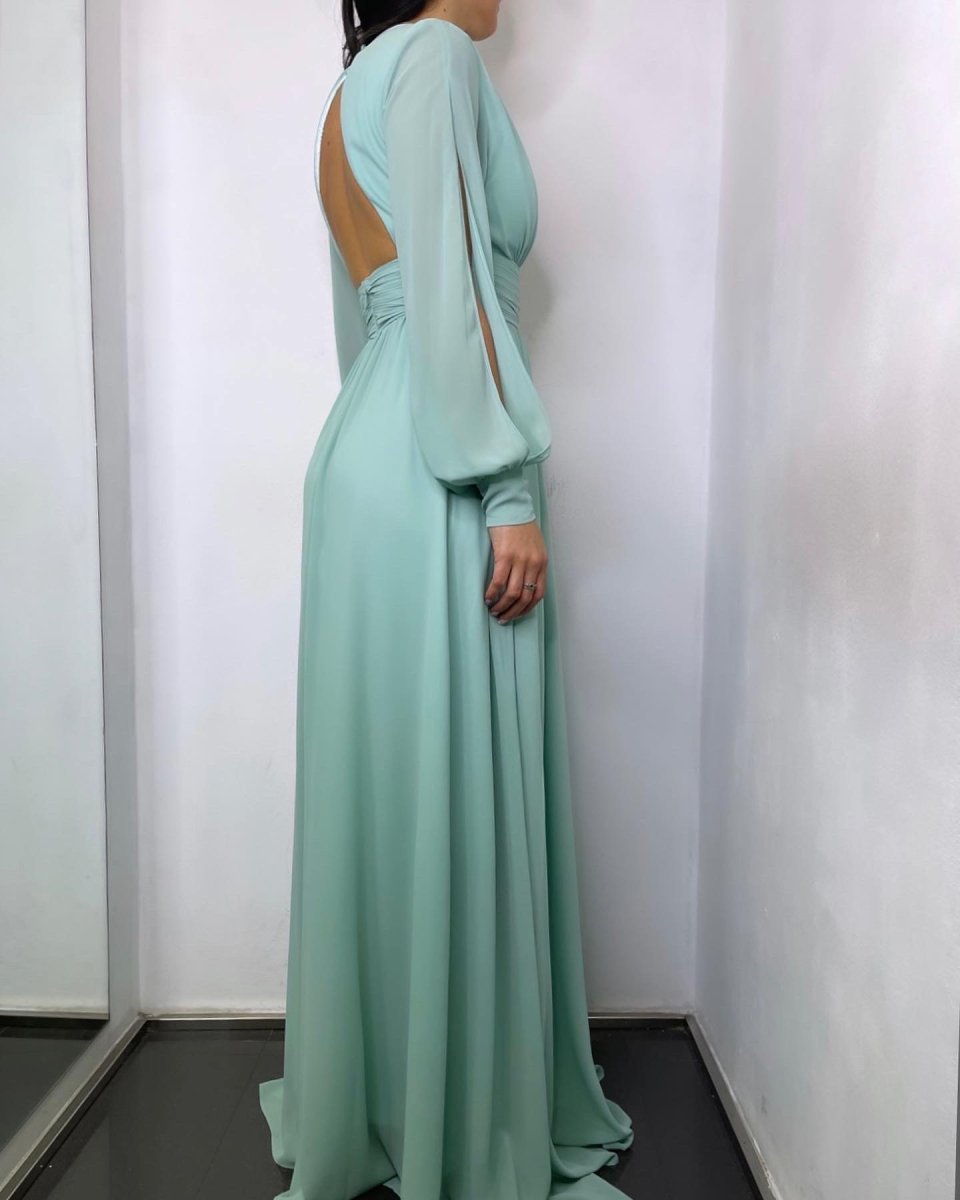 Vestido Gasa Aberturas Mangas - Imagen 7