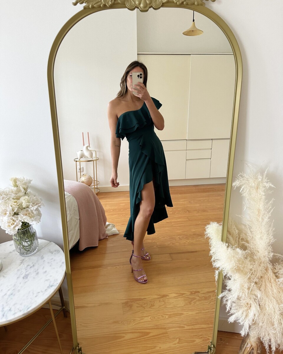 Vestido Volantes Hombros Abertura - Imagen 9