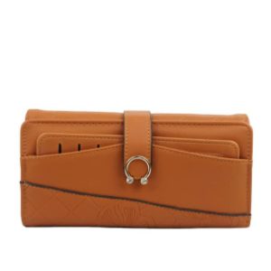 BILLETERA MUJER TEXTURA ESTAMPACIÓN FLORAL MARRÓN