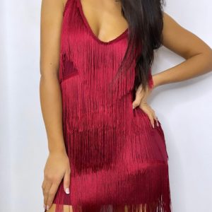 Vestido Flecos Uve