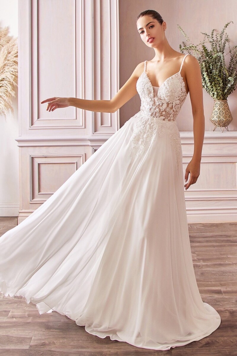 Vestido Novia Transparencias Flores Tirantes - Imagen 4
