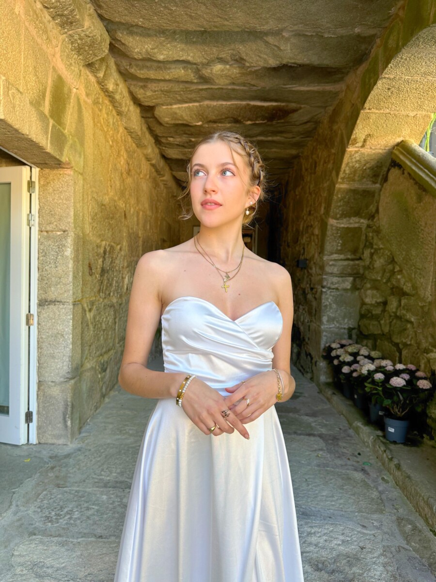 Vestido Seda Escote Corazón Novia - Imagen 3