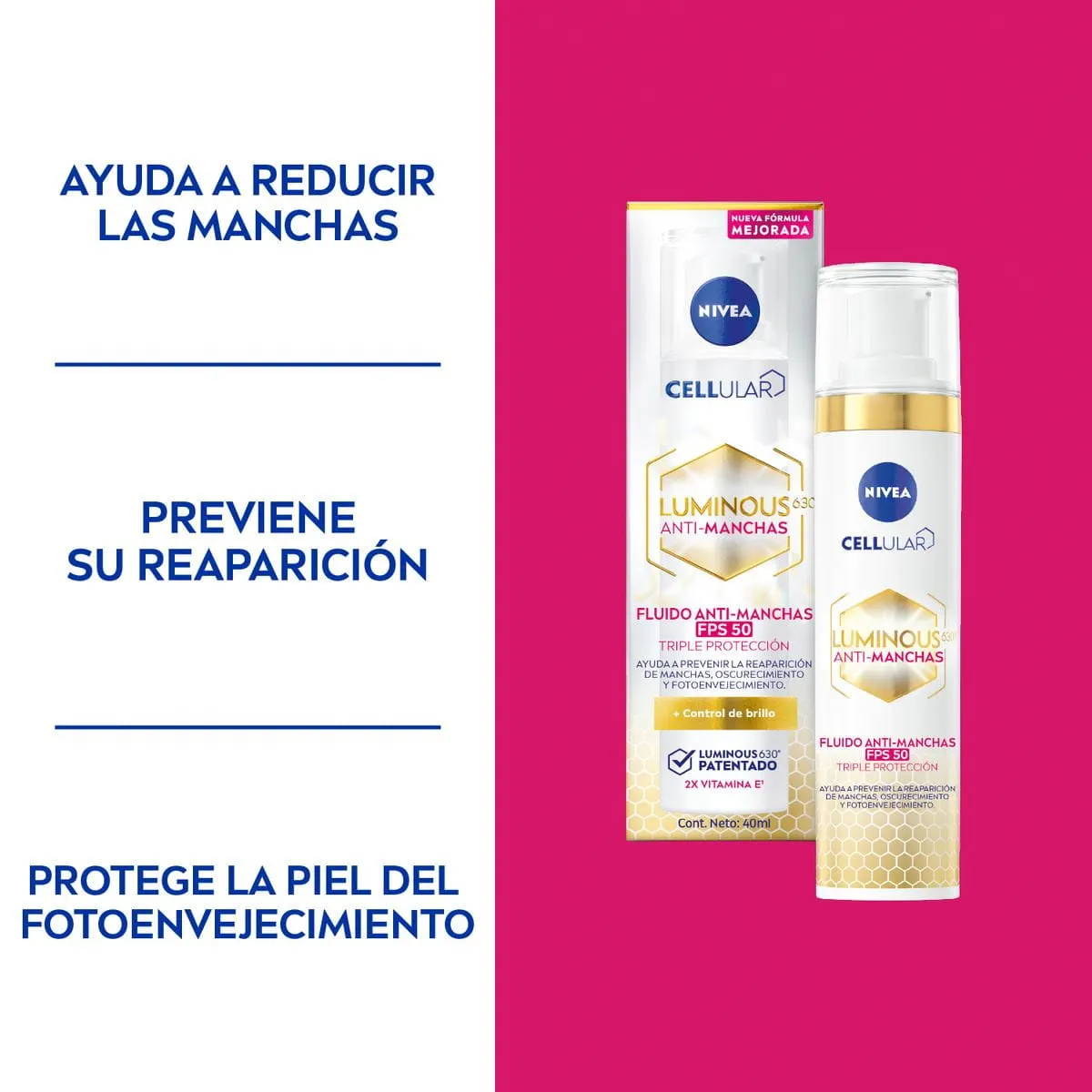 NIVEA Fluido Facial Aclarador de Piel FPS 50 – 40 ml Fluido facial antimanchas con alta protección solar para una piel más uniforme y luminosa - Imagen 4