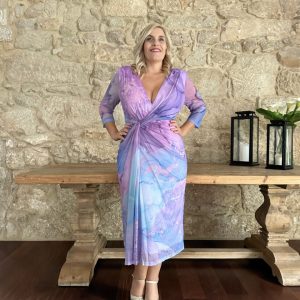 Vestido Estampado Nudo Curvy Midi