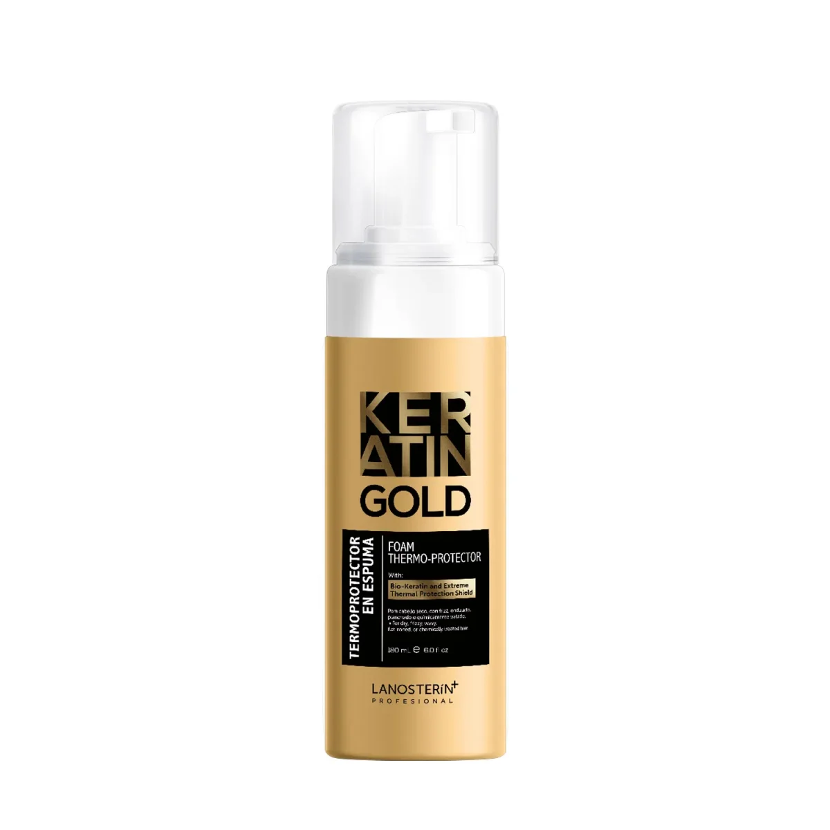 Keratin Gold Termoprotector en Espuma – 180 ml