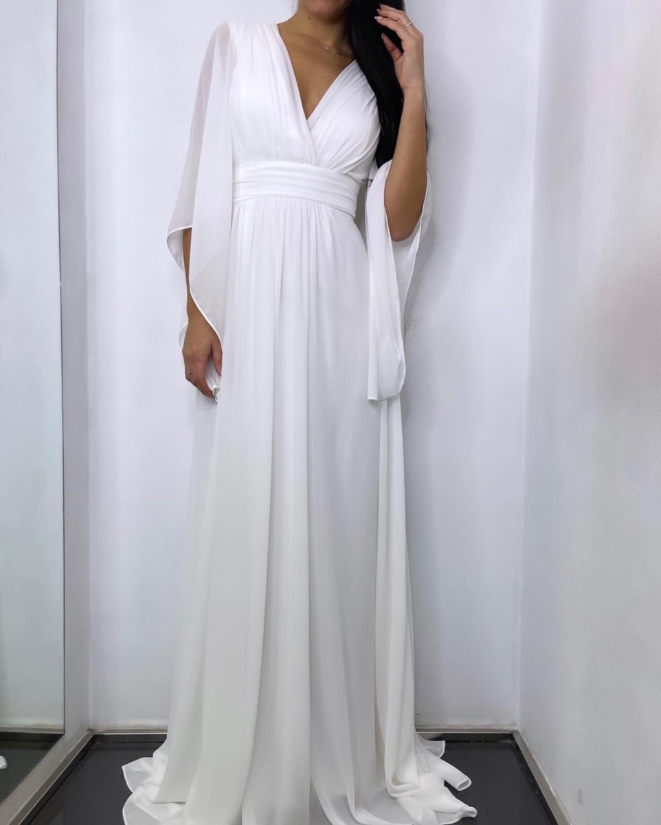 Vestido Gasa Mangas Novia Curvy - Imagen 5