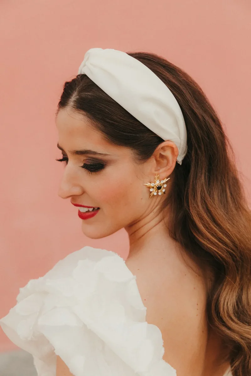 Diadema Baronesa blanca de crepe - Imagen 6