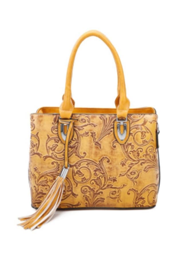 BOLSO MUJER AMARILLO CON TEXTURA - Imagen 2
