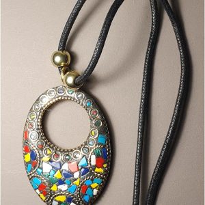 COLGANTE MUJER OVAL CIRCULO MULTICOLOR