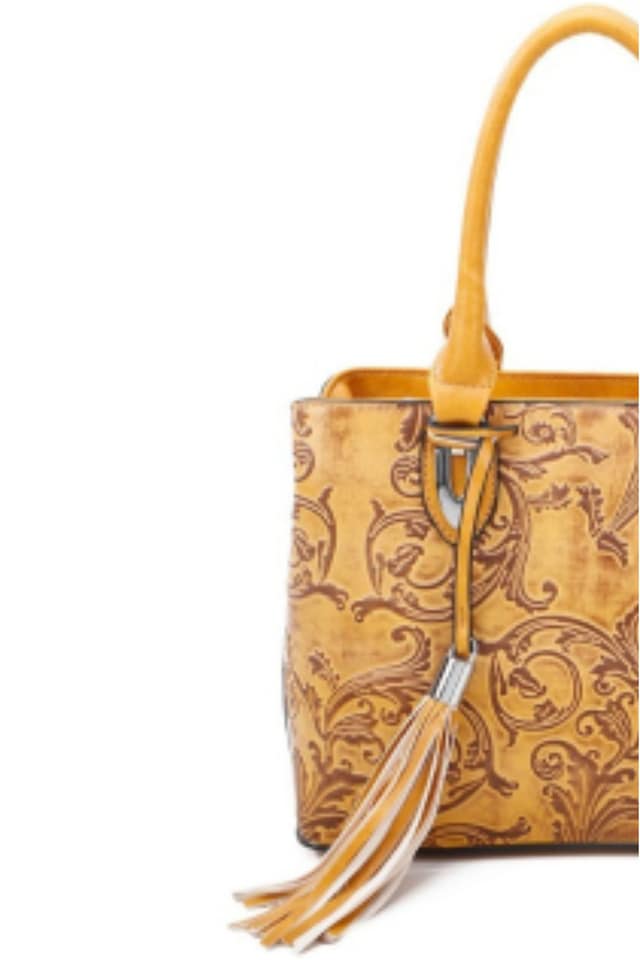 BOLSO MUJER AMARILLO CON TEXTURA - Imagen 3