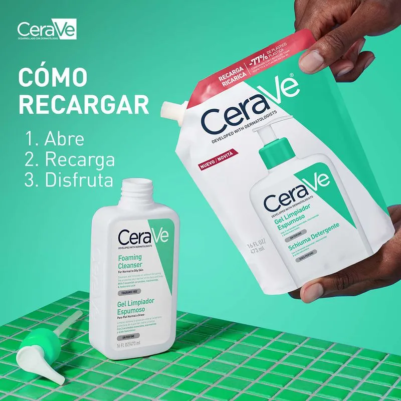 CeraVe Refill Gel Limpiador Espumoso – 473 ml - Imagen 3