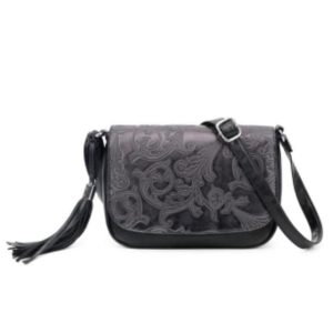 BOLSO BANDOLERA MUJER TEXTURA NEGRO