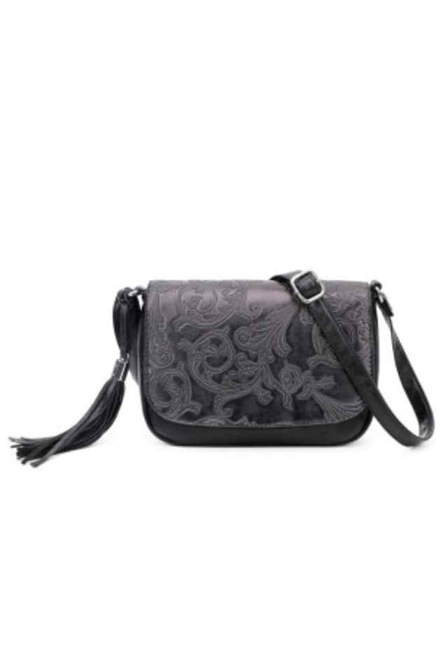 BOLSO BANDOLERA MUJER TEXTURA NEGRO - Imagen 2