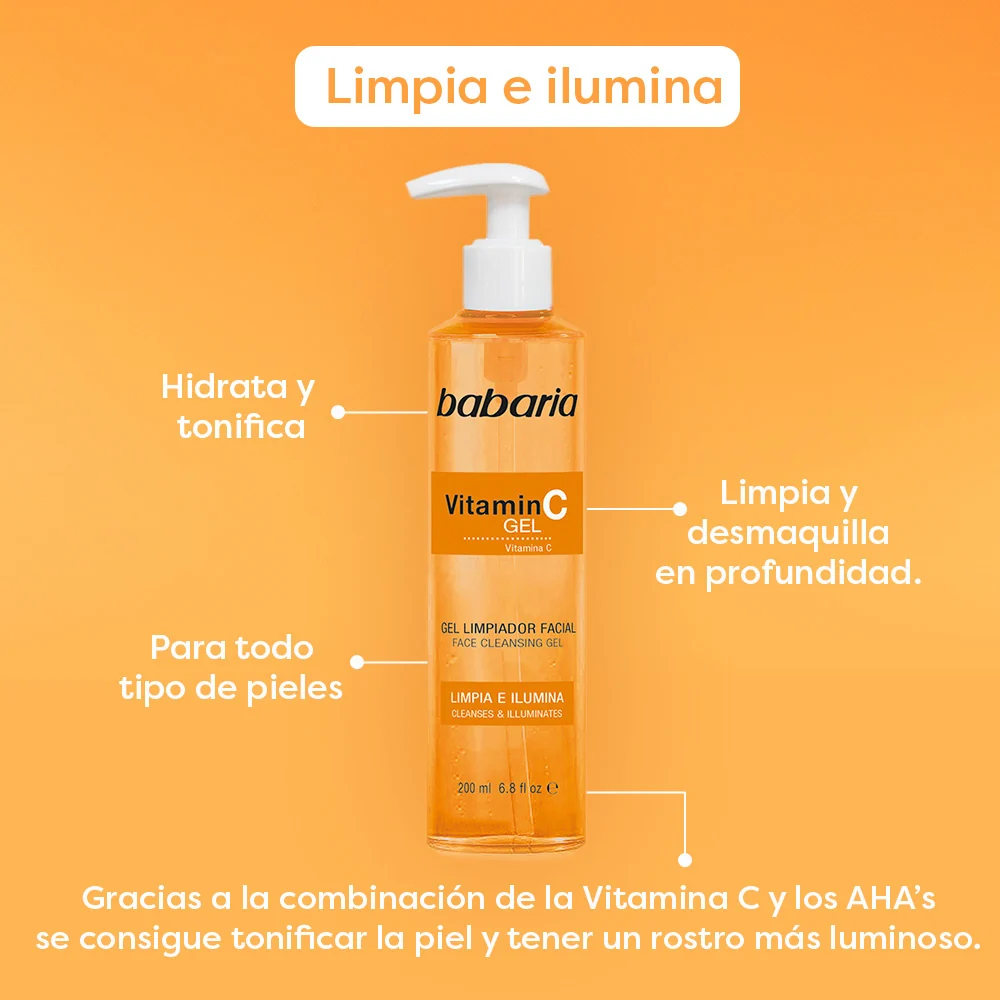 Babaria Vitamina C Gel Limpiador Facial – 200 ml - Imagen 3