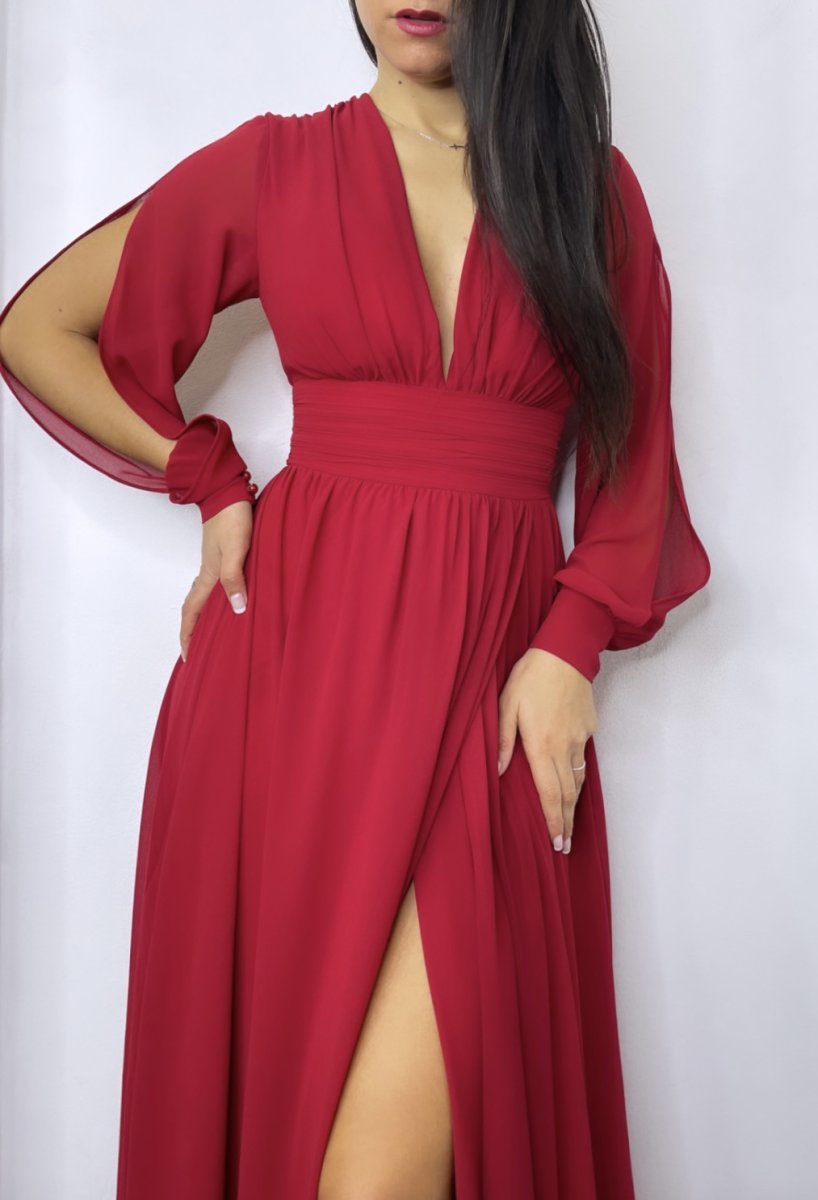 Vestido Gasa Aberturas Mangas - Imagen 4
