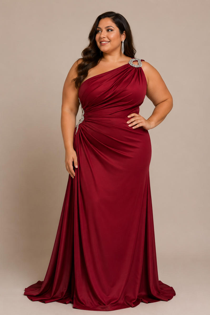 Vestido Asimétrico Sirena Seda Curvy - Imagen 3