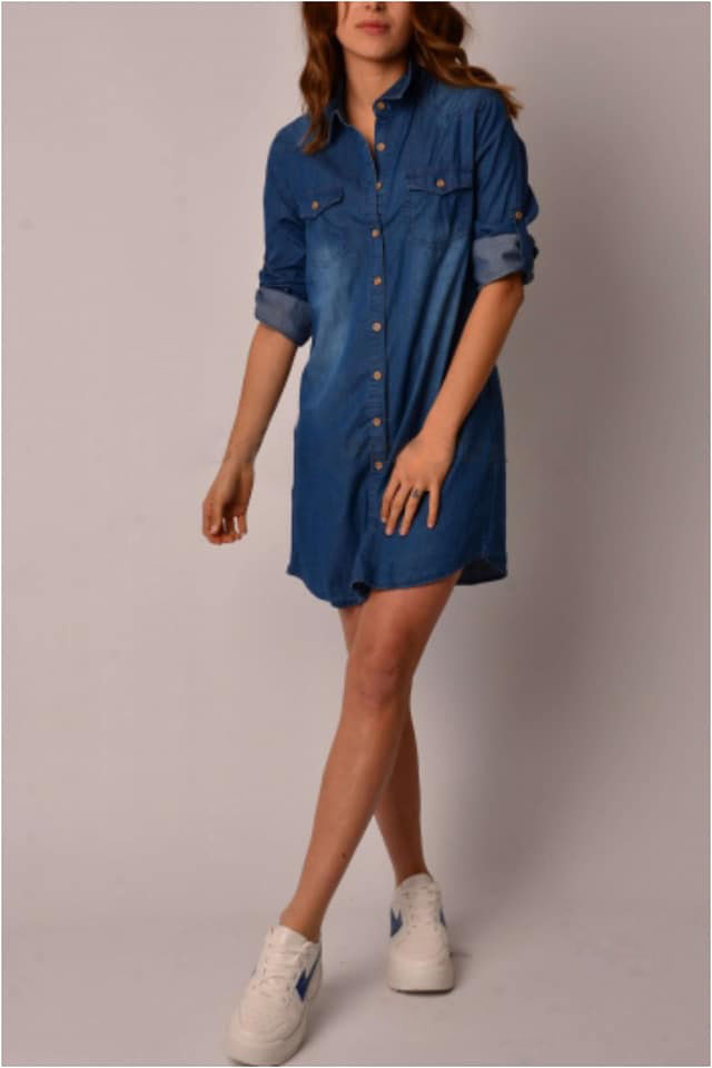 Vestido camisero mujer vaquero - Imagen 3