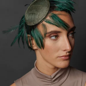 Tocado Feather verde musgo