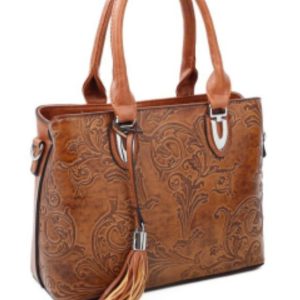 BOLSO MUJER MARRÓN CON TEXTURA