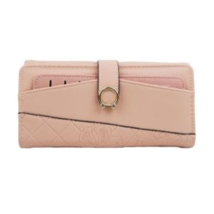 BILLETERA MUJER TEXTURA ESTAMPACIÓN FLORAL ROSA