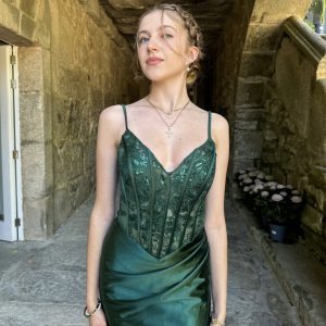 Vestido Seda Corpiño Varillas