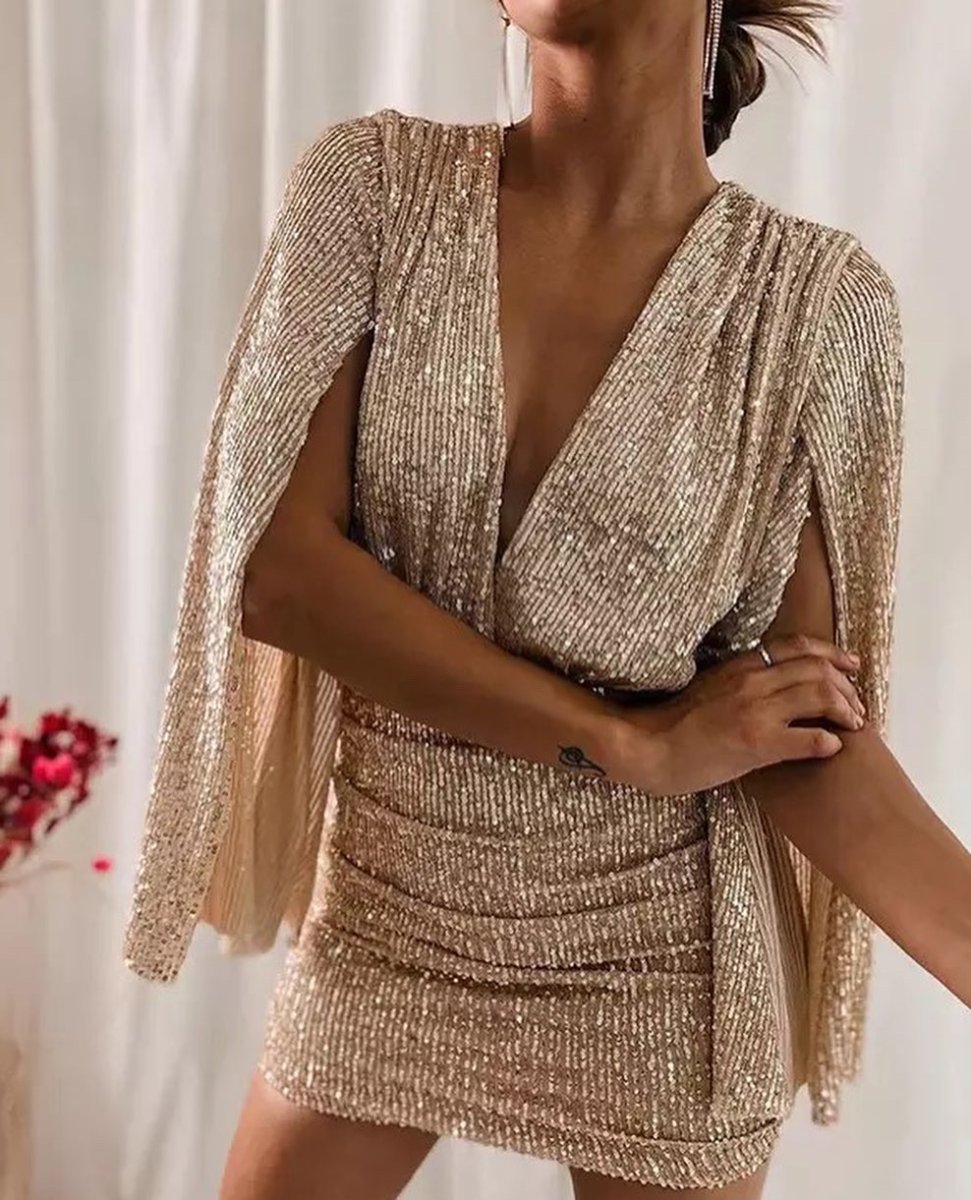 Vestido Lentejuelas Mangas Abiertas - Imagen 5