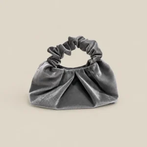 Bolso Plié gris de terciopelo
