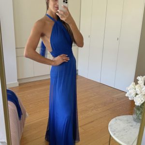 Vestido Tul Halter Abertura Pecho