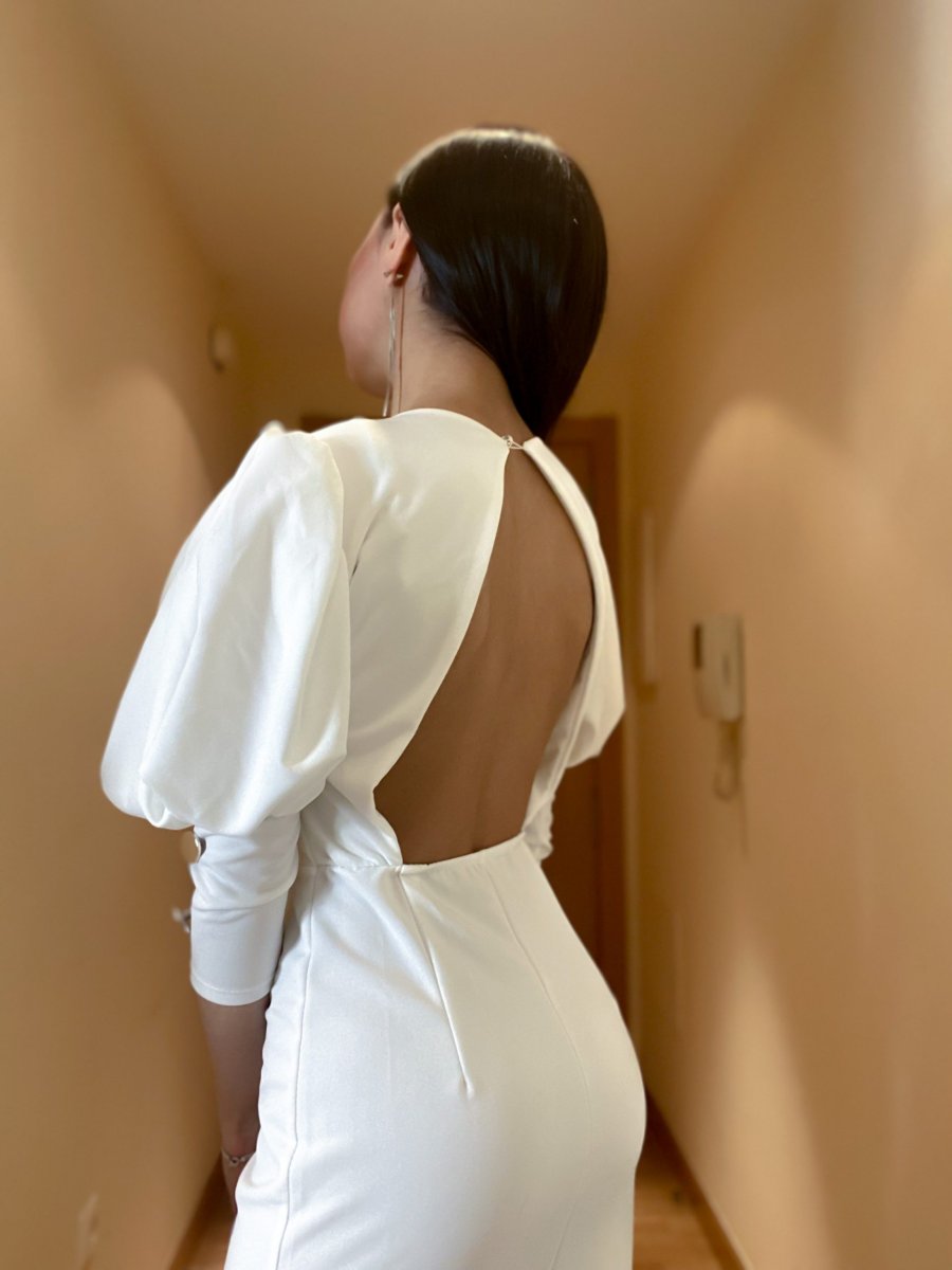 Vestido Midi Botones Novia - Imagen 3