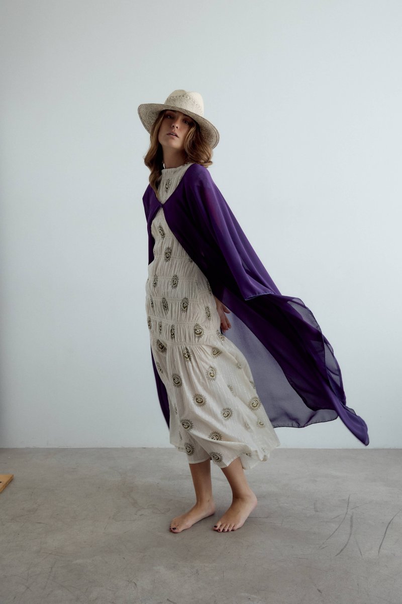 Capa de crepe larga morado - Imagen 7