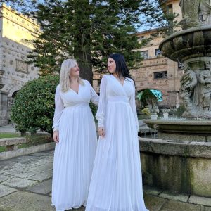 Vestido Tablas Espalda Novia