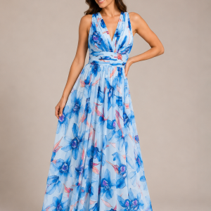 Vestido Escote Gasa Floral