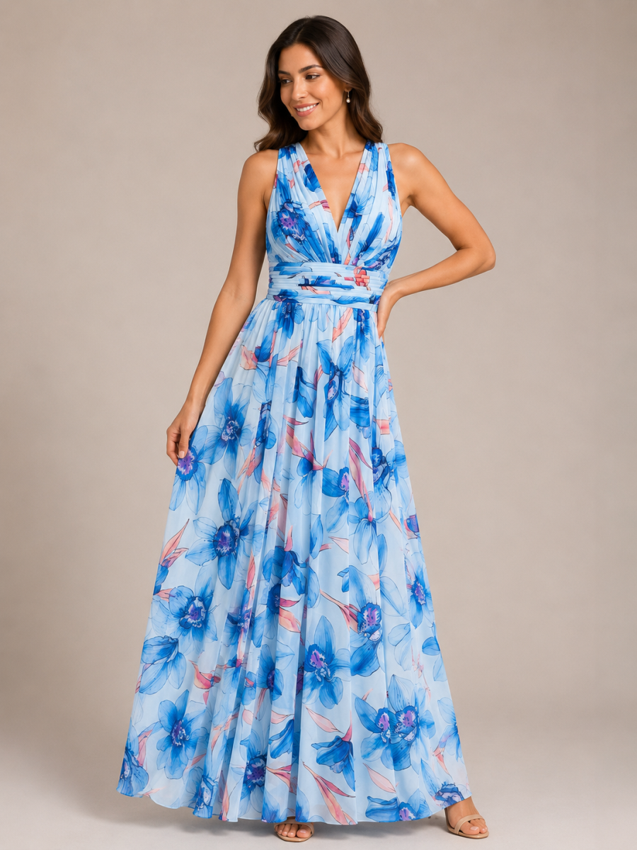 Vestido Escote Gasa Floral - Imagen 2