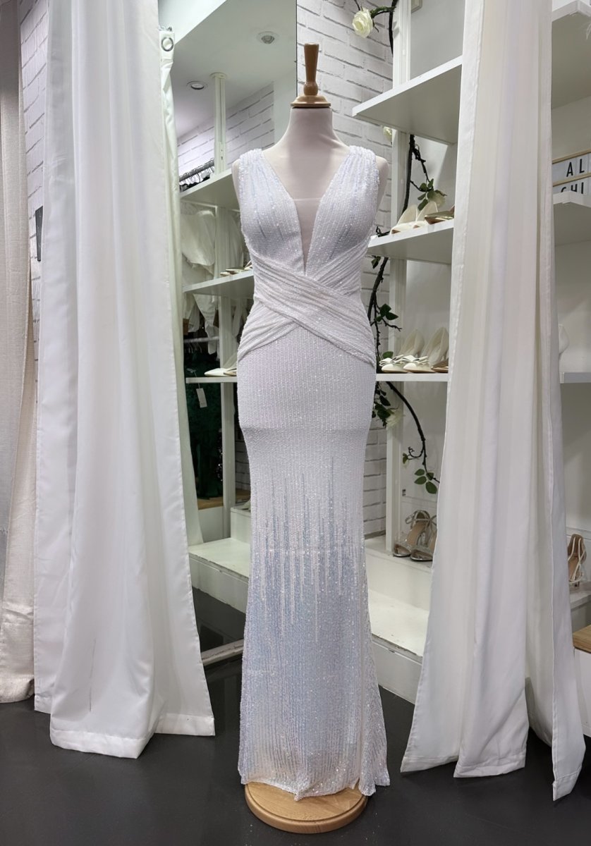 Vestido Novia Lentejuelas Cruzado - Imagen 7