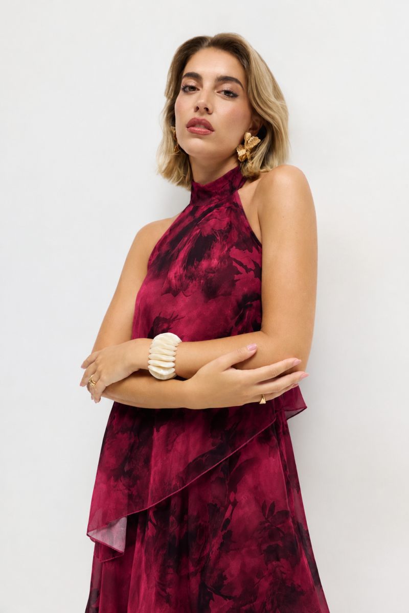 Vestido Halter Gasa Estampado