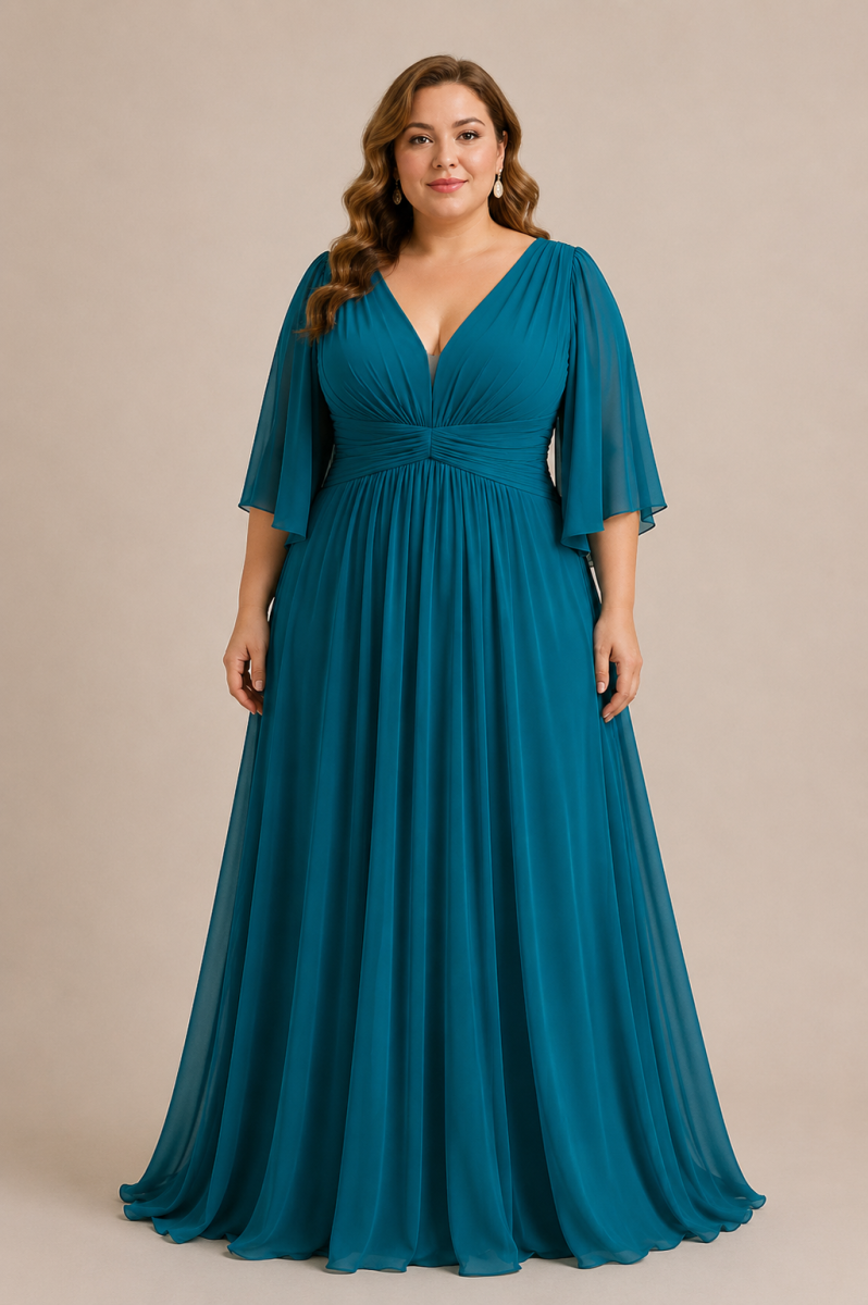 Vestido Elástico Manga Francesa Curvy