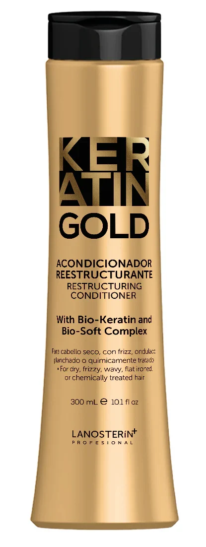 Keratin Gold Shampoo & Acondicionador Reestructurante 300 ml With Bio-Keratin & Bio-Ester Silk Complex - Imagen 4