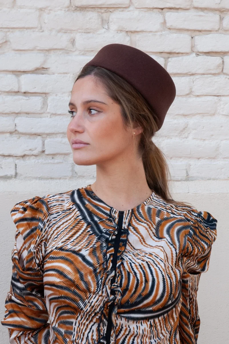 Tocado Casquete Jackie chocolate - Imagen 4