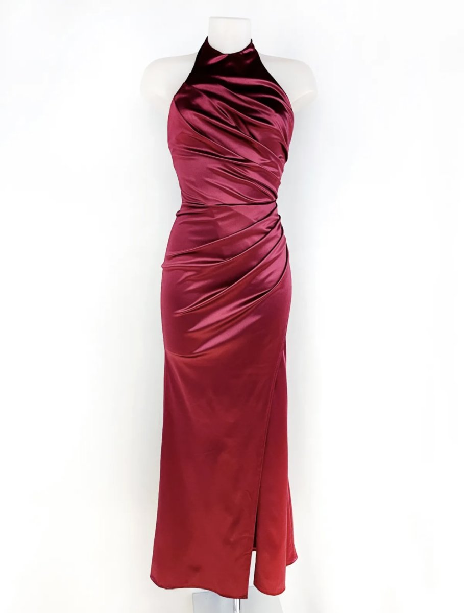 Vestido Seda Halter Drapeado - Imagen 7